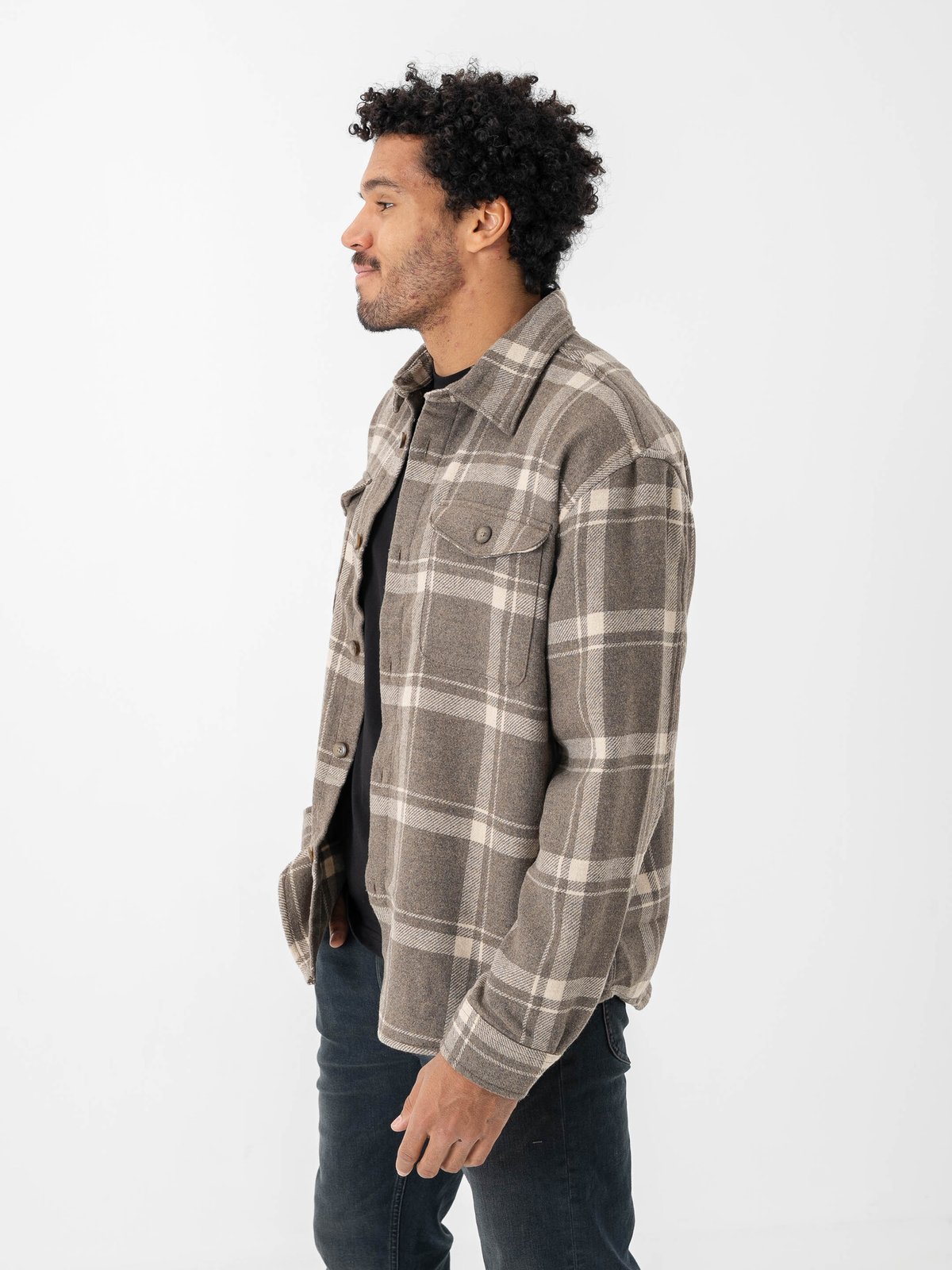 Selected Homme Selected Homme Loose Mason-Pablo Long Sleeve Overshirt Morel Gravel