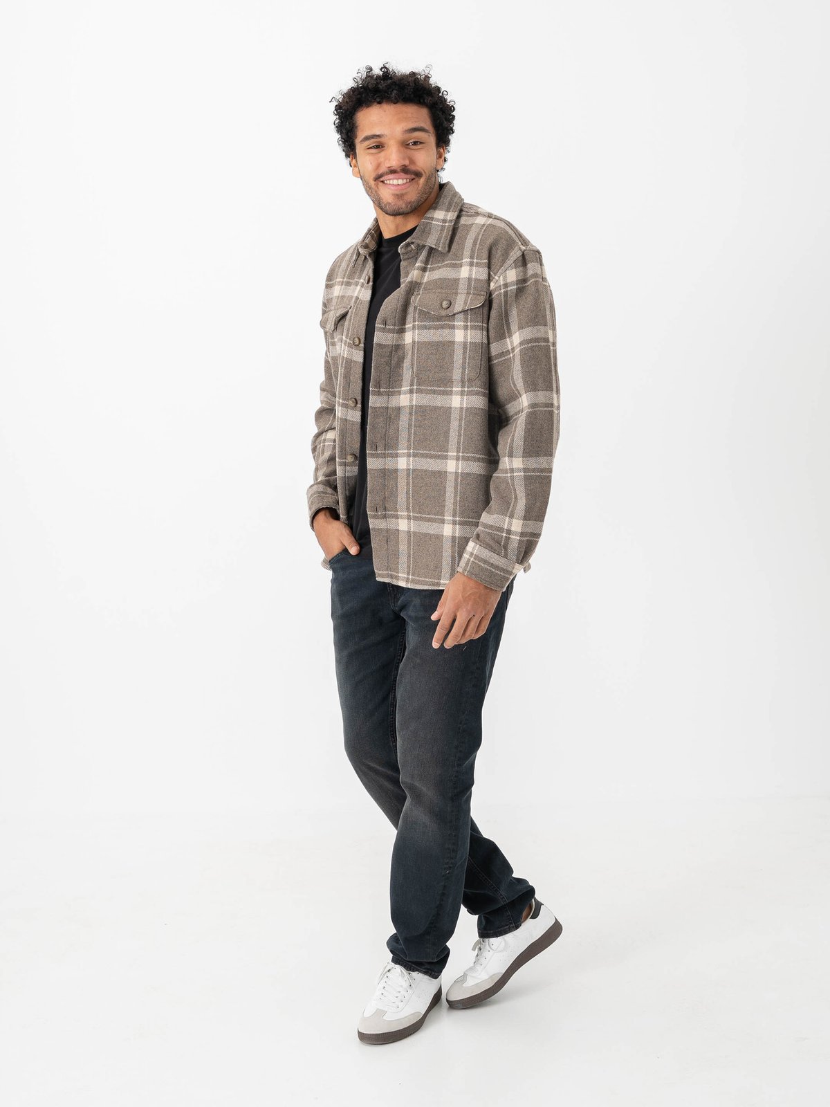 Selected Homme Selected Homme Loose Mason-Pablo Long Sleeve Overshirt Morel Gravel