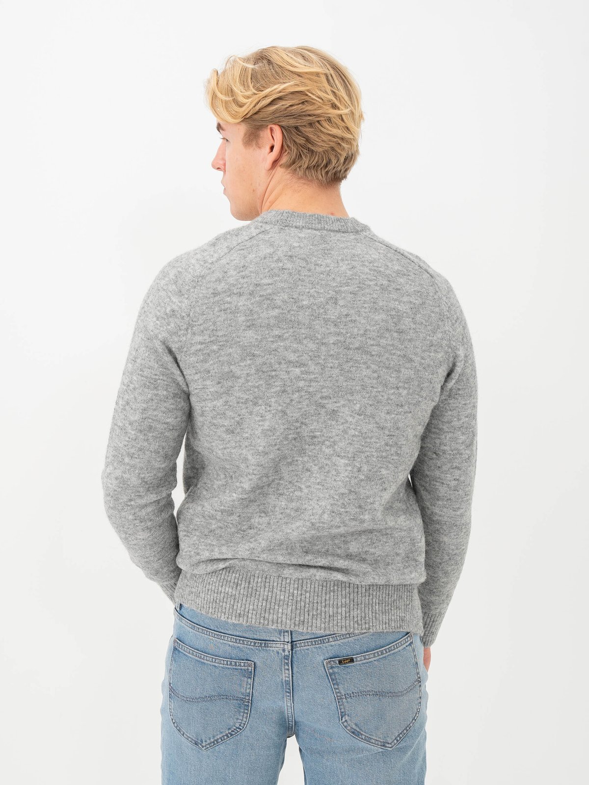 Selected Homme Rai Long Sleeve Knit Crew Neck Light Grey Melange