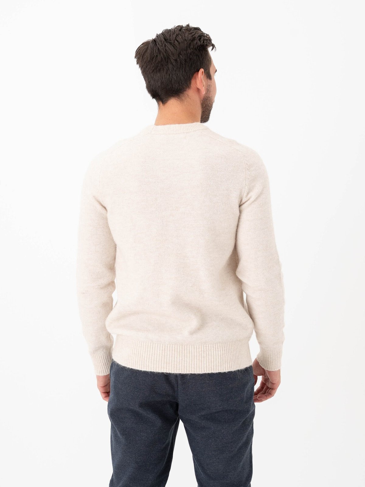 Selected Homme Rai Long Sleeve Knit Crew Neck Oatmeal Melange