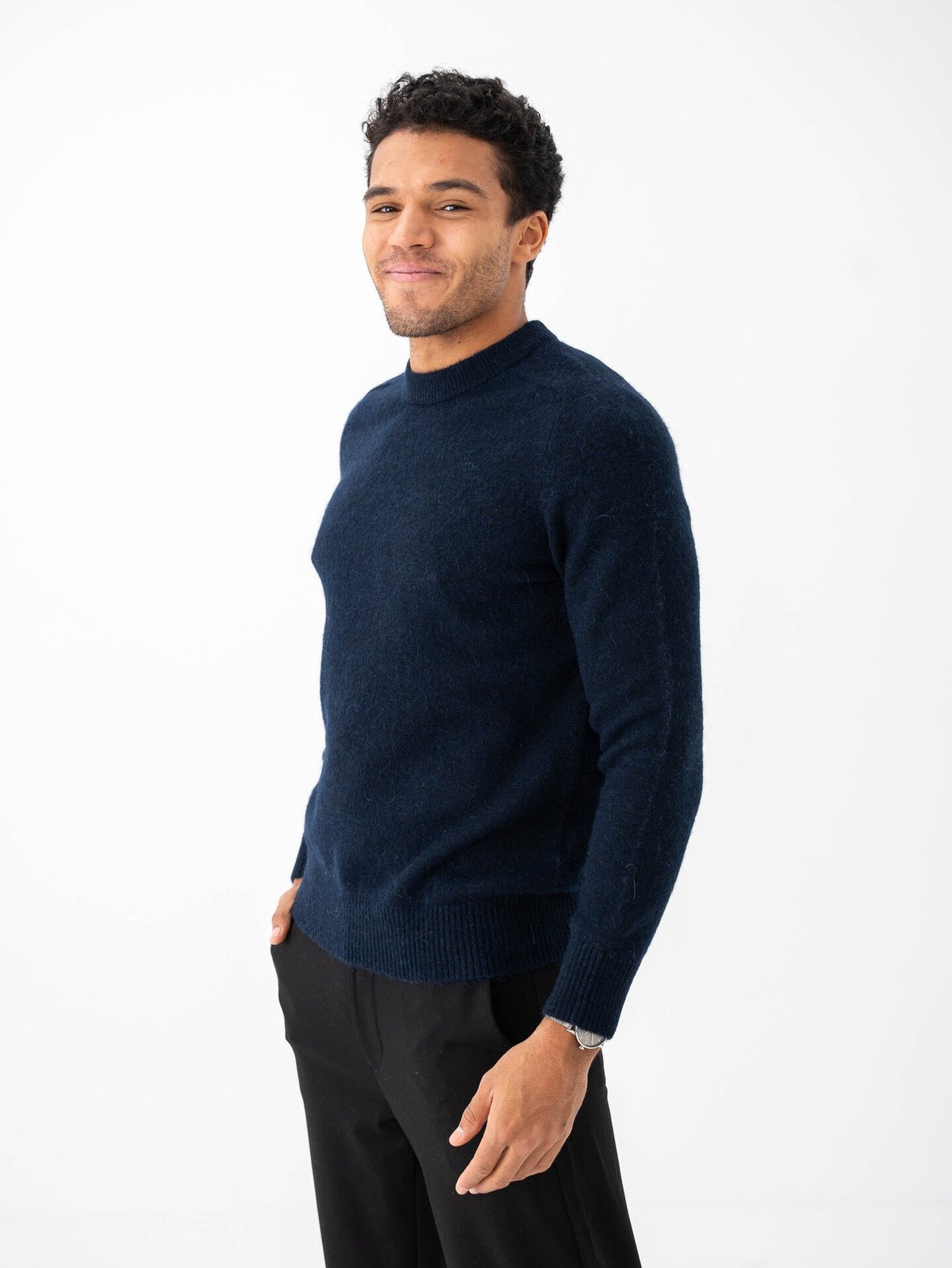 Selected Homme Rai Long Sleeve Knit Crew Neck Sky Captain