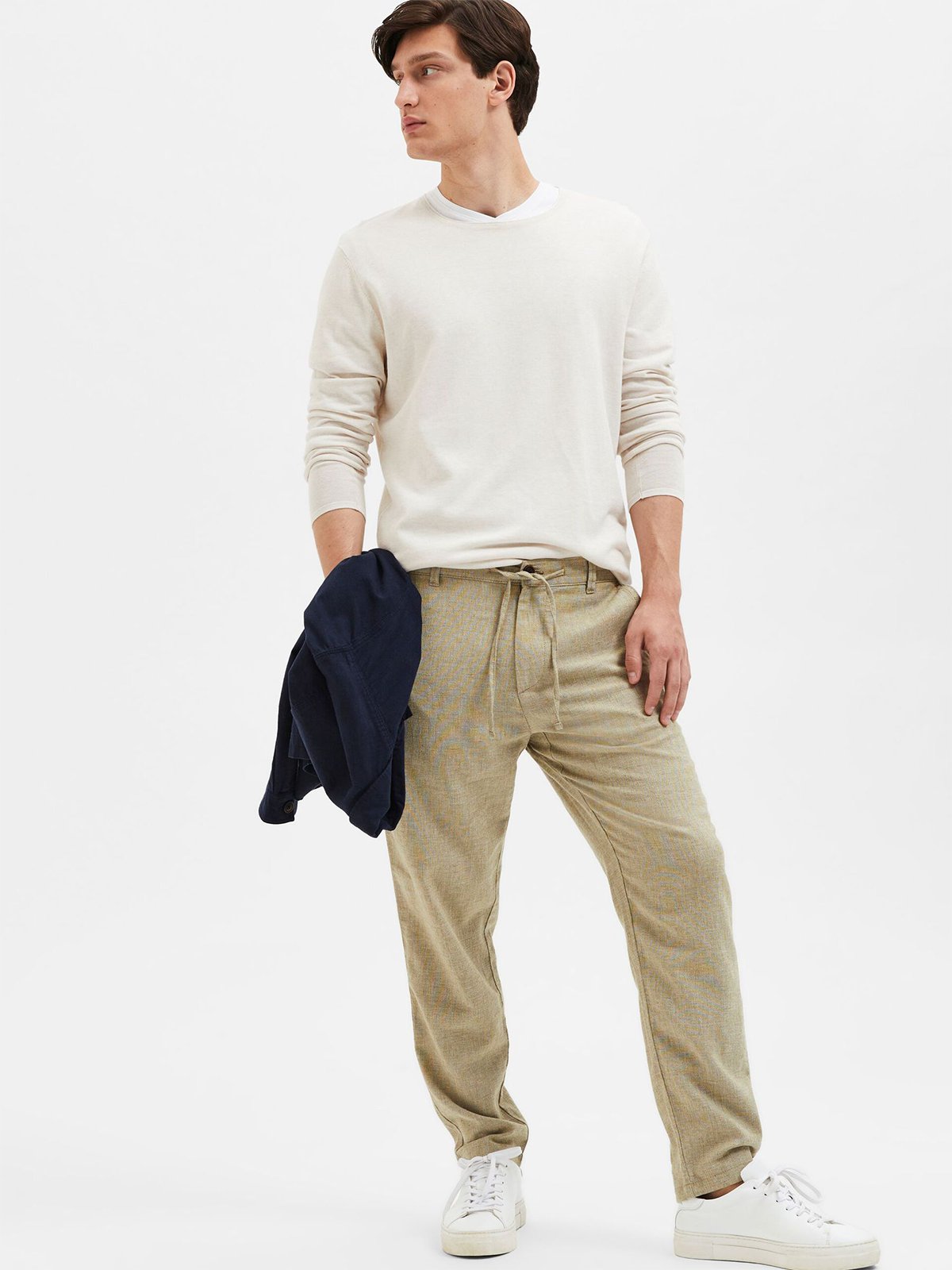 Selected Homme Slim Tape Brody Linen Pant Olive Branch