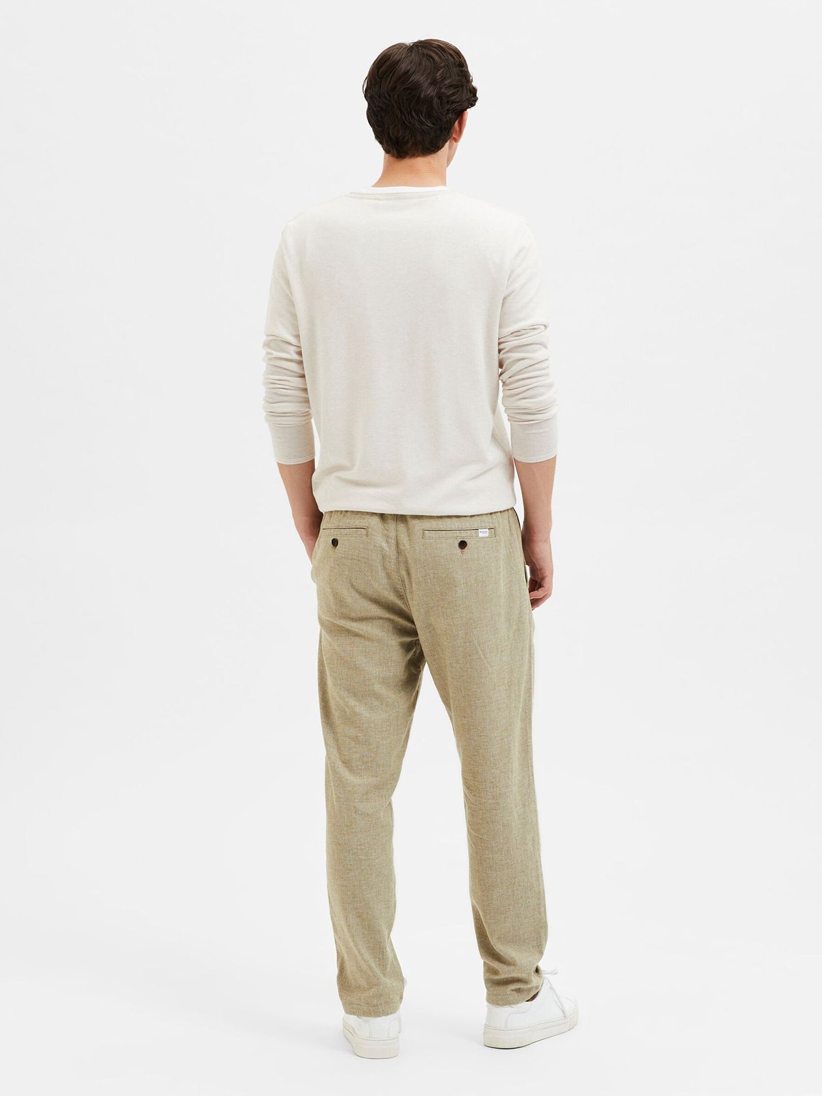 Selected Homme Slim Tape Brody Linen Pant Olive Branch
