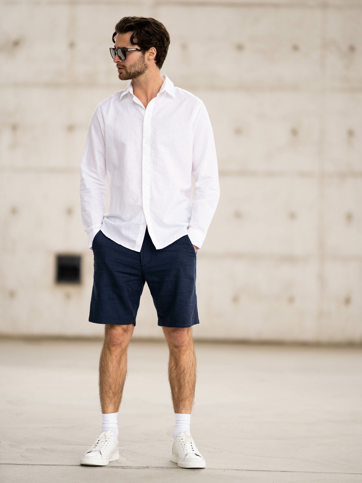 Selected Homme Regular Brody Linen Shorts Dark Sapphire