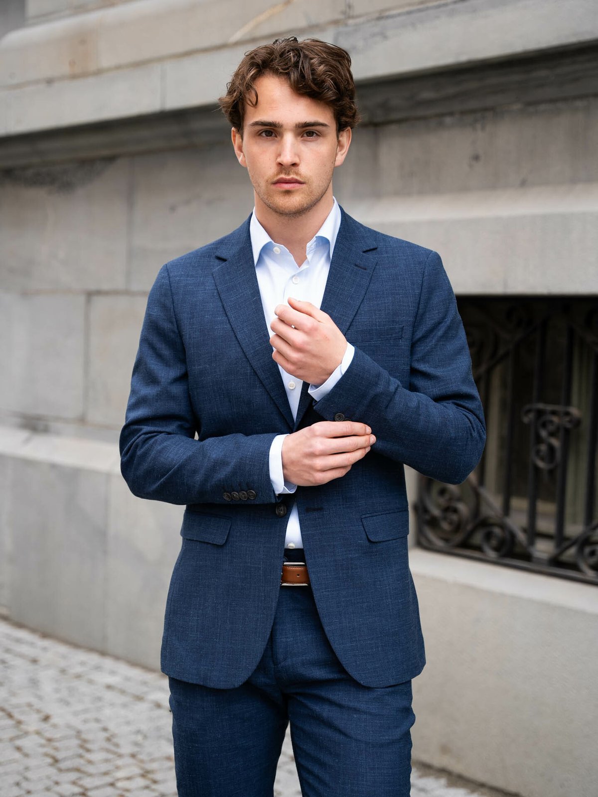 Selected Homme Slim-Oasis Linen Blazer Dark Navy