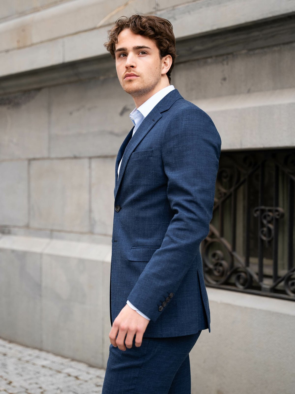 Selected Homme Slim-Oasis Linen Blazer Dark Navy