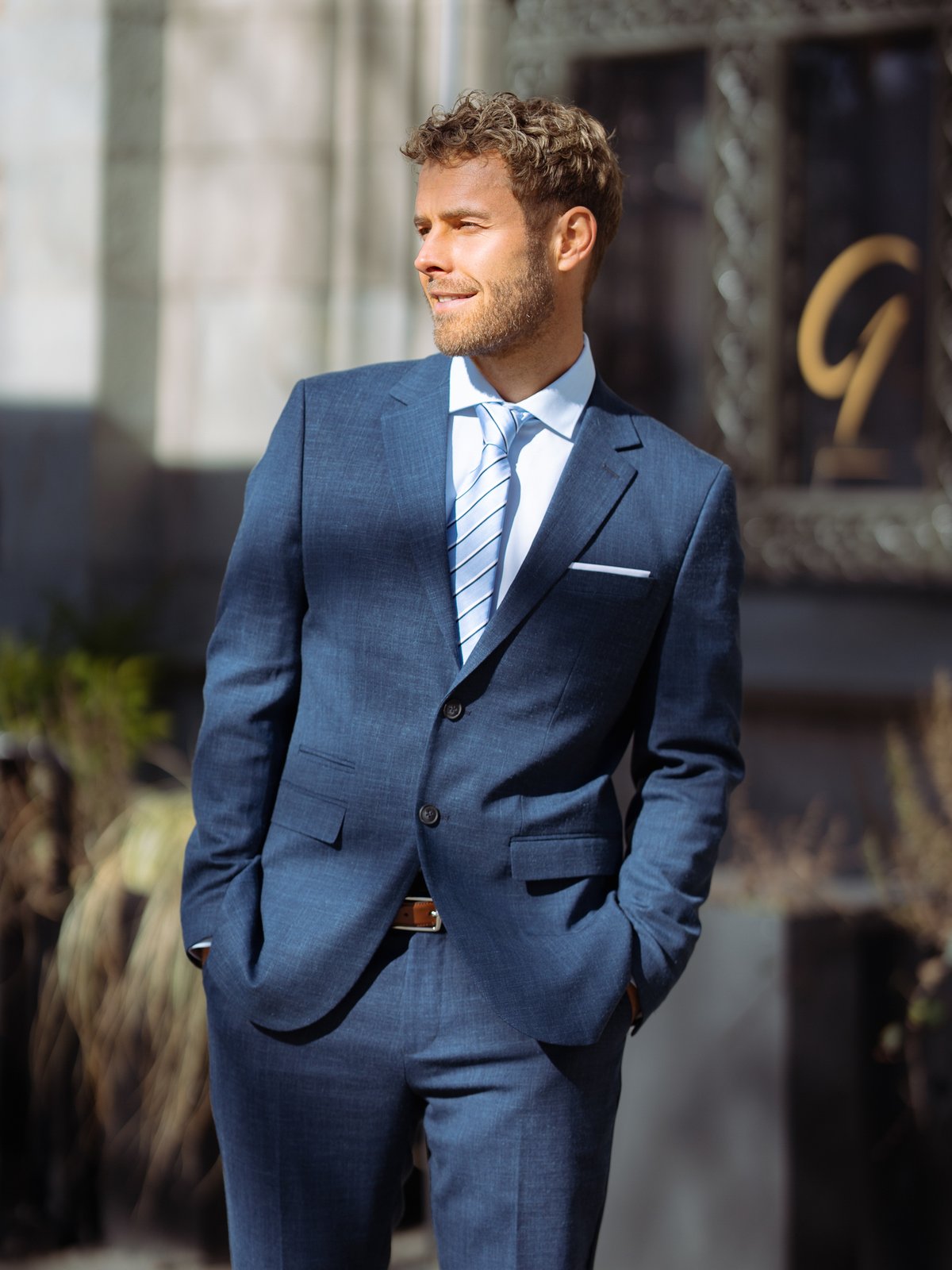 Selected Homme Slim-Oasis Linen Blazer Dark Navy