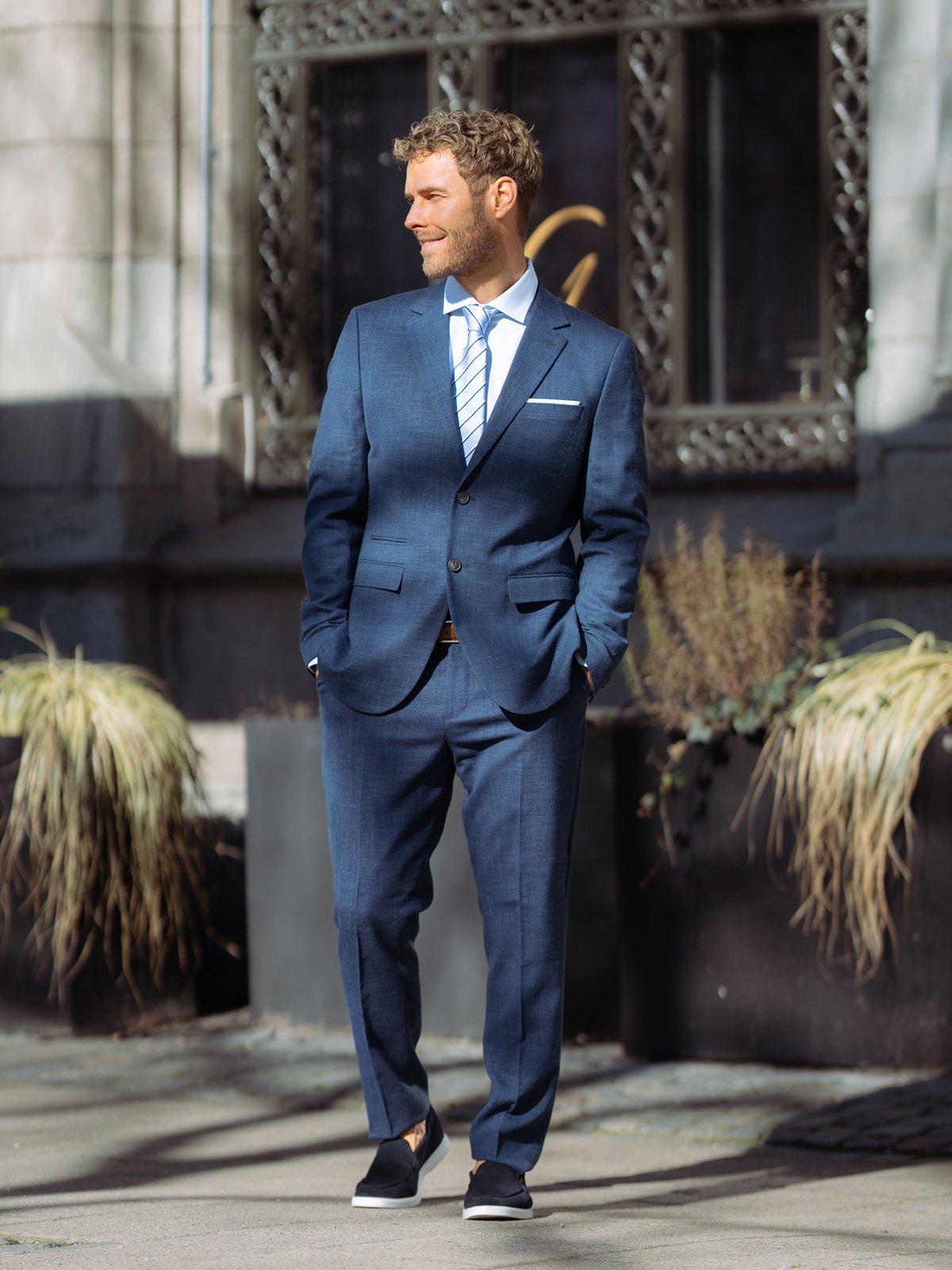 Selected Homme Slim-Oasis Linen Blazer Dark Navy