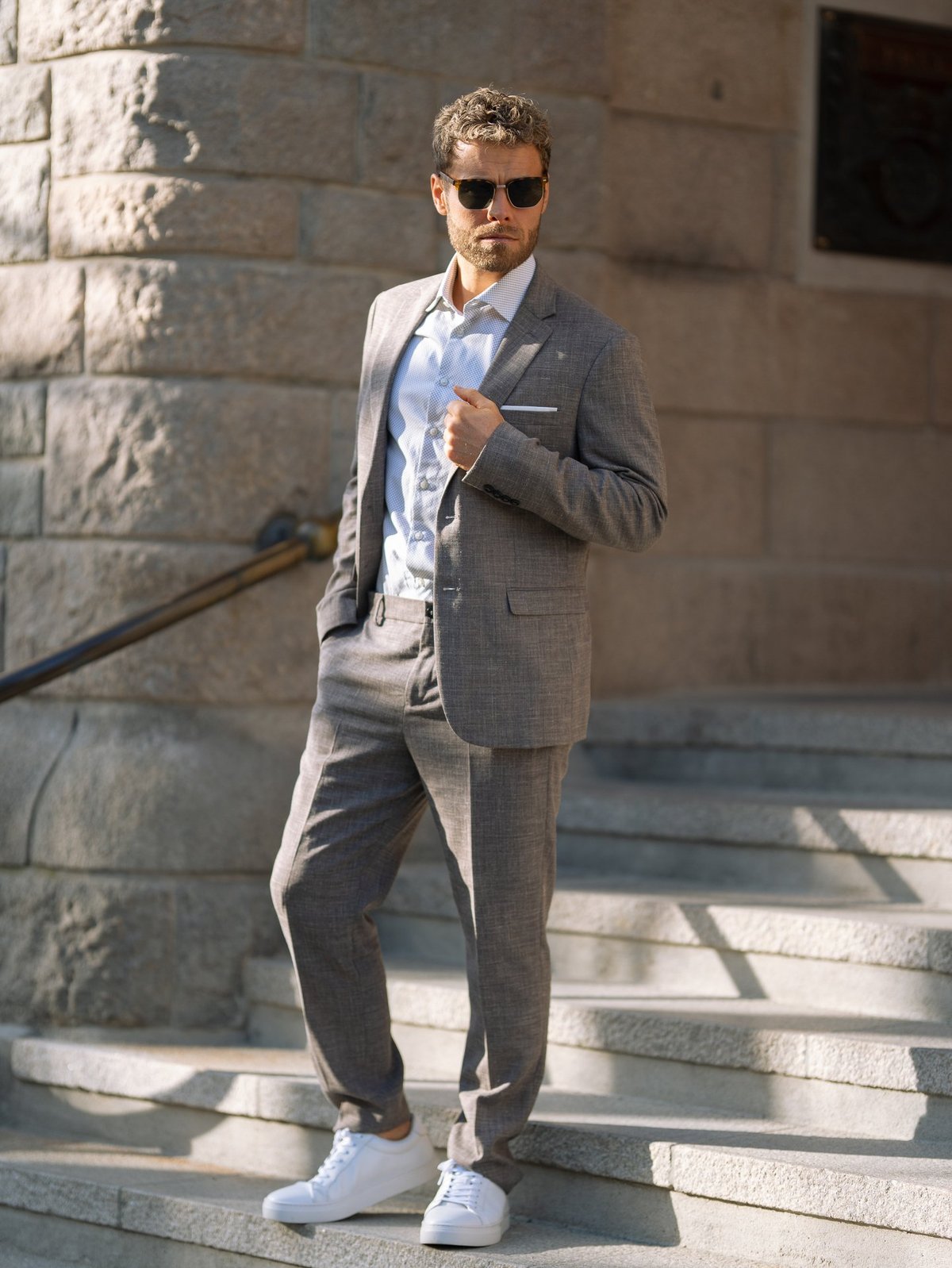 Selected Homme Slim-Oasis Linen Blazer Dark Sand Melange