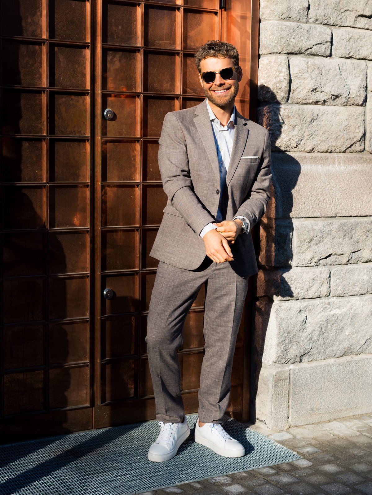 Selected Homme Slim-Oasis Linen Blazer Dark Sand Melange