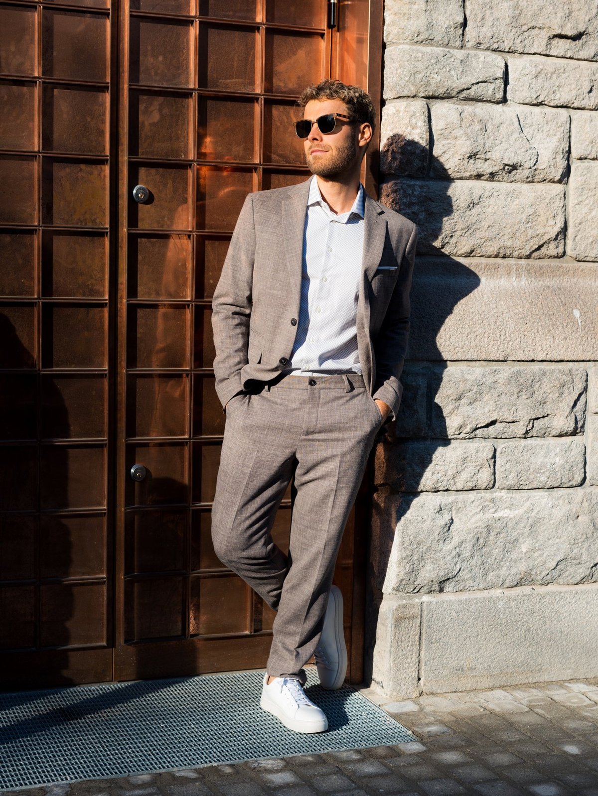 Selected Homme Slim-Oasis Linen Blazer Dark Sand Melange