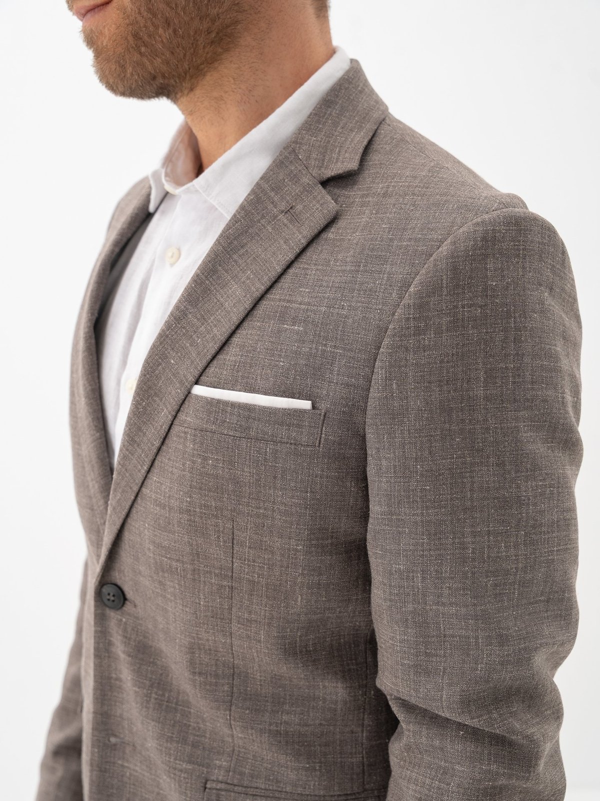 Selected Homme Slim-Oasis Linen Blazer Dark Sand Melange