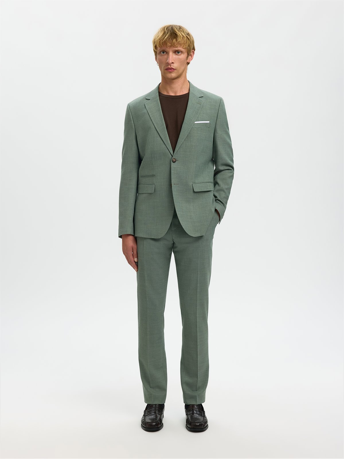 Selected Homme Slim-Oasis Linen Blazer Light Green Melange