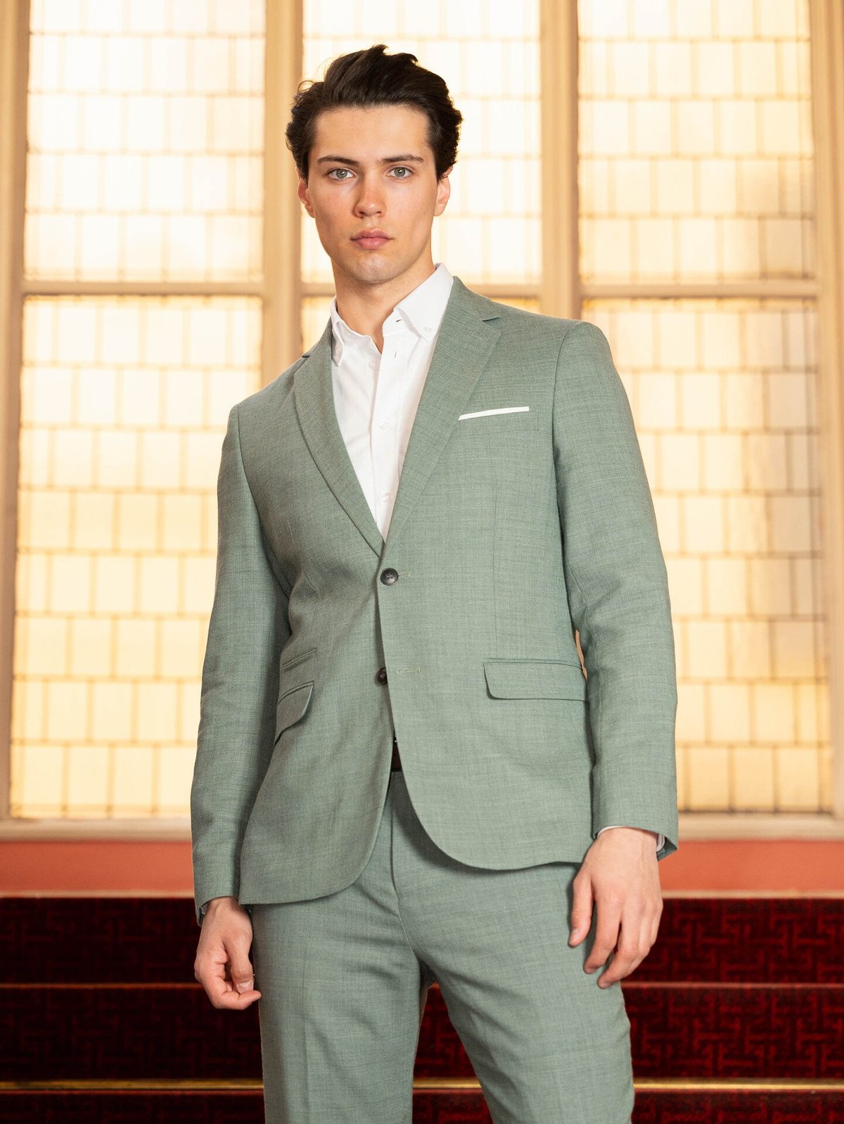 Selected Homme Slim-Oasis Linen Blazer Light Green Melange