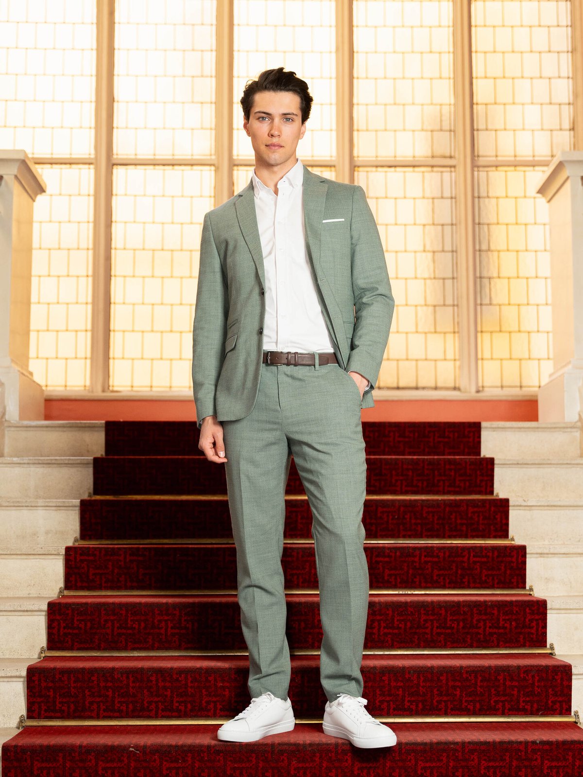 Selected Homme Slim-Oasis Linen Blazer Light Green Melange