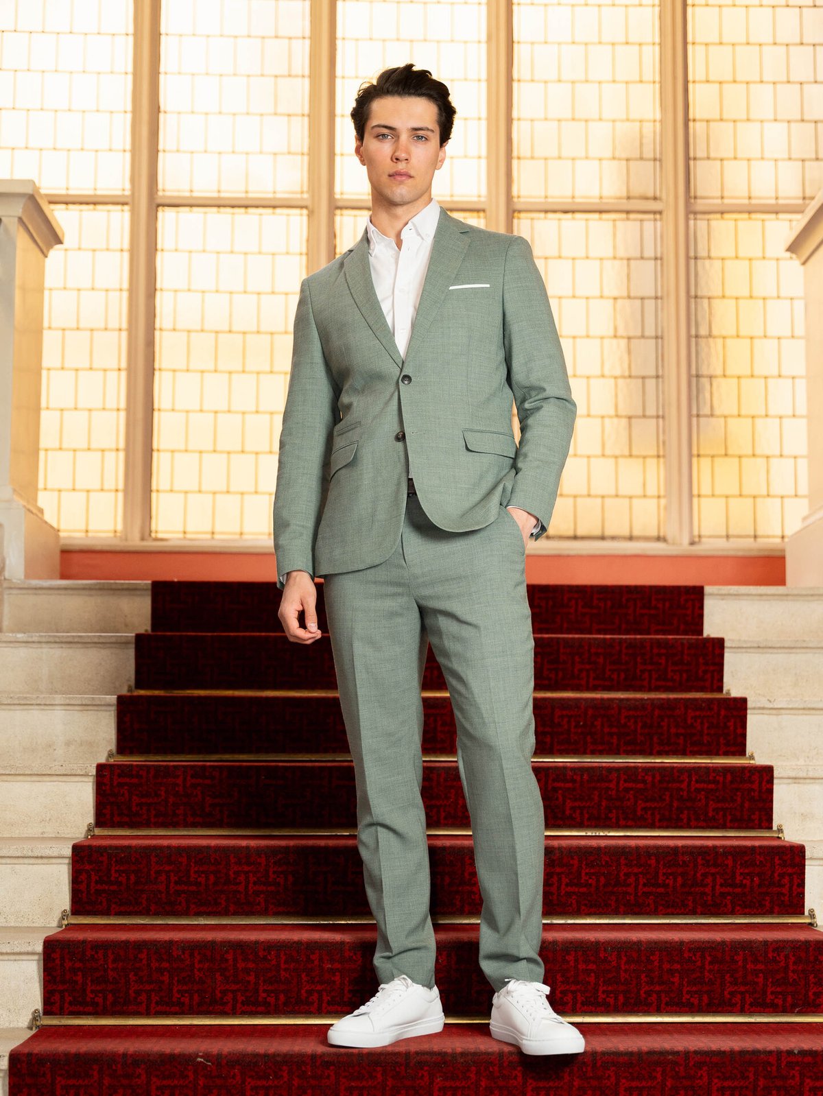 Selected Homme Slim-Oasis Linen Blazer Light Green Melange