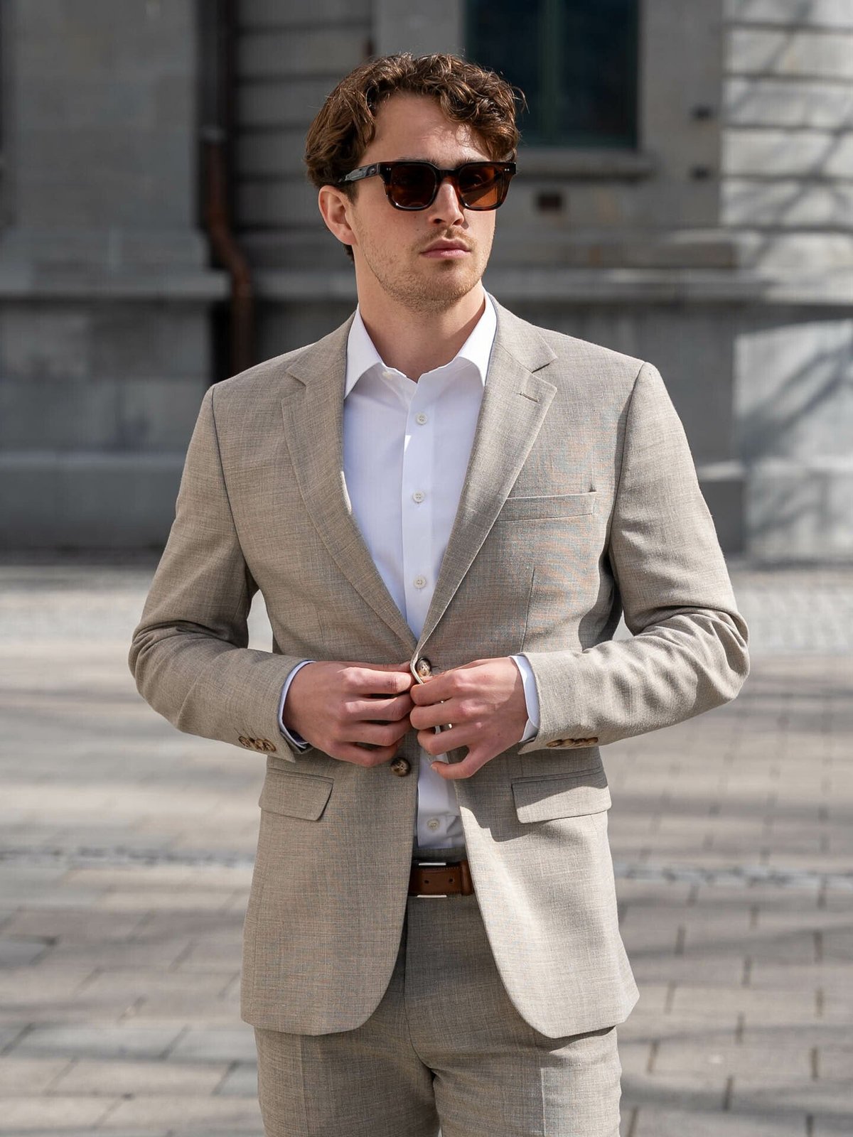 Selected Homme Slim-Oasis Linen Blazer Sand