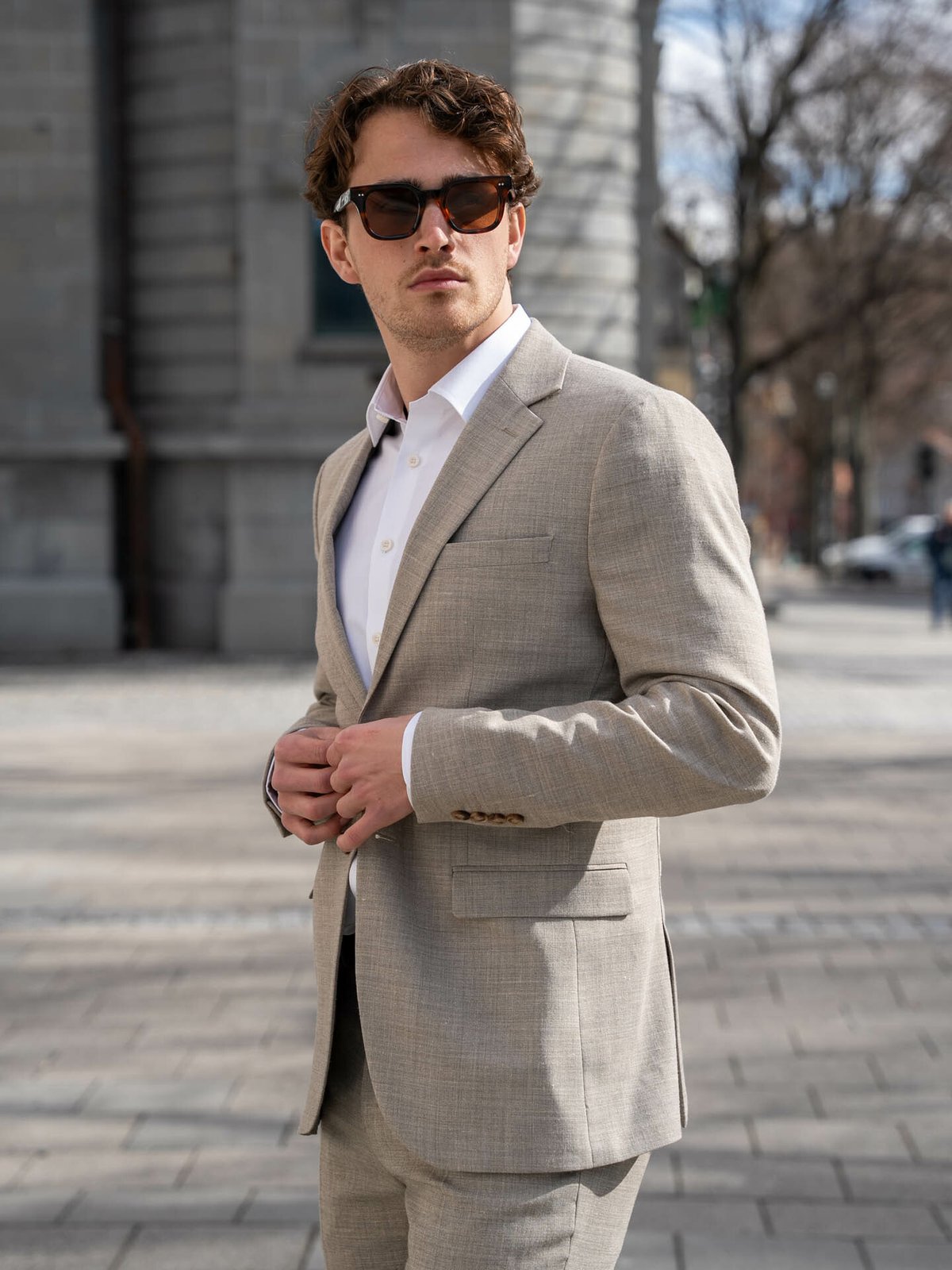 Selected Homme Slim-Oasis Linen Blazer Sand