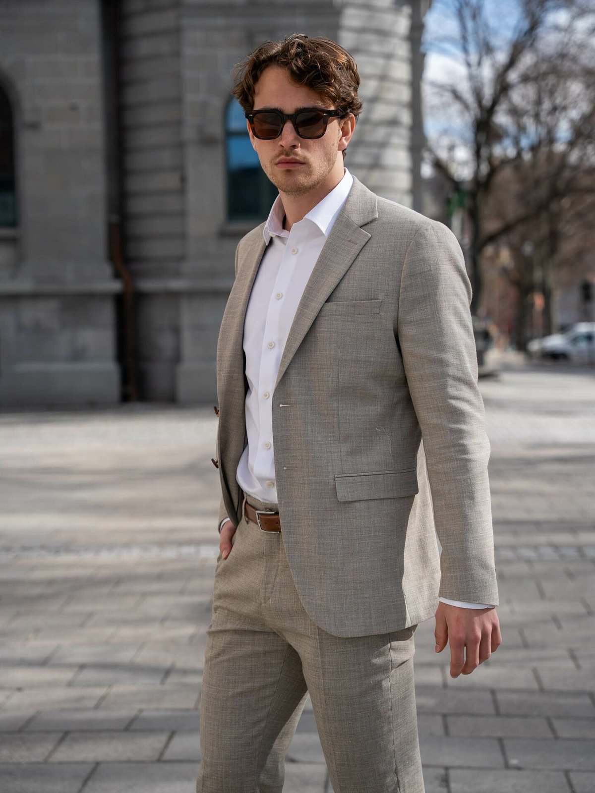 Selected Homme Slim-Oasis Linen Blazer Sand