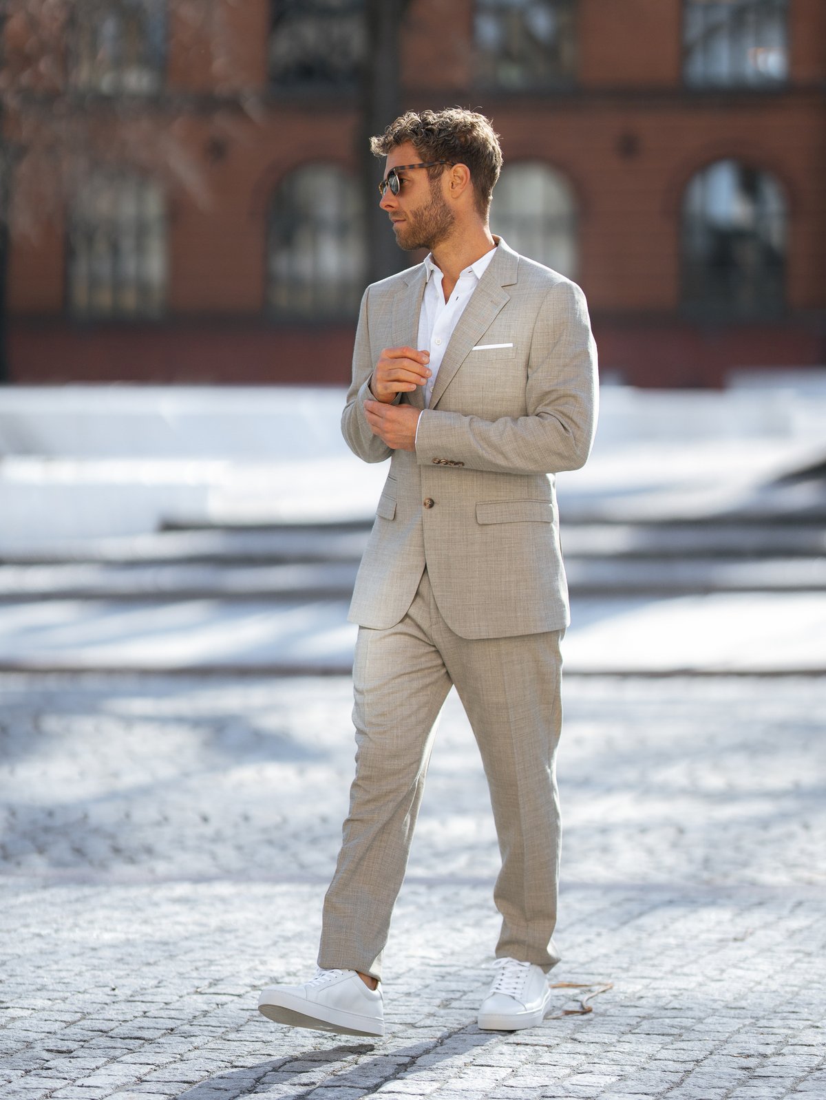 Selected Homme Slim-Oasis Linen Blazer Sand