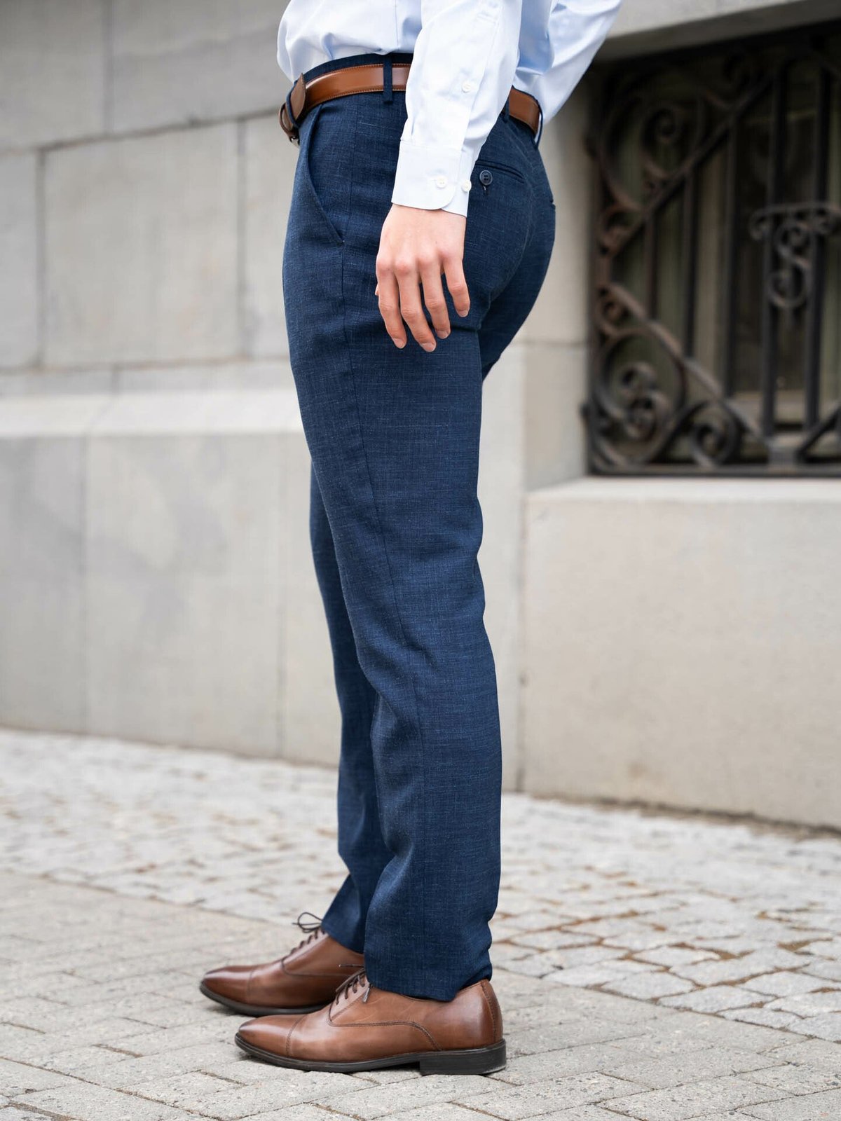 Selected Homme Slim-Oasis Linen Trousers Dark Navy