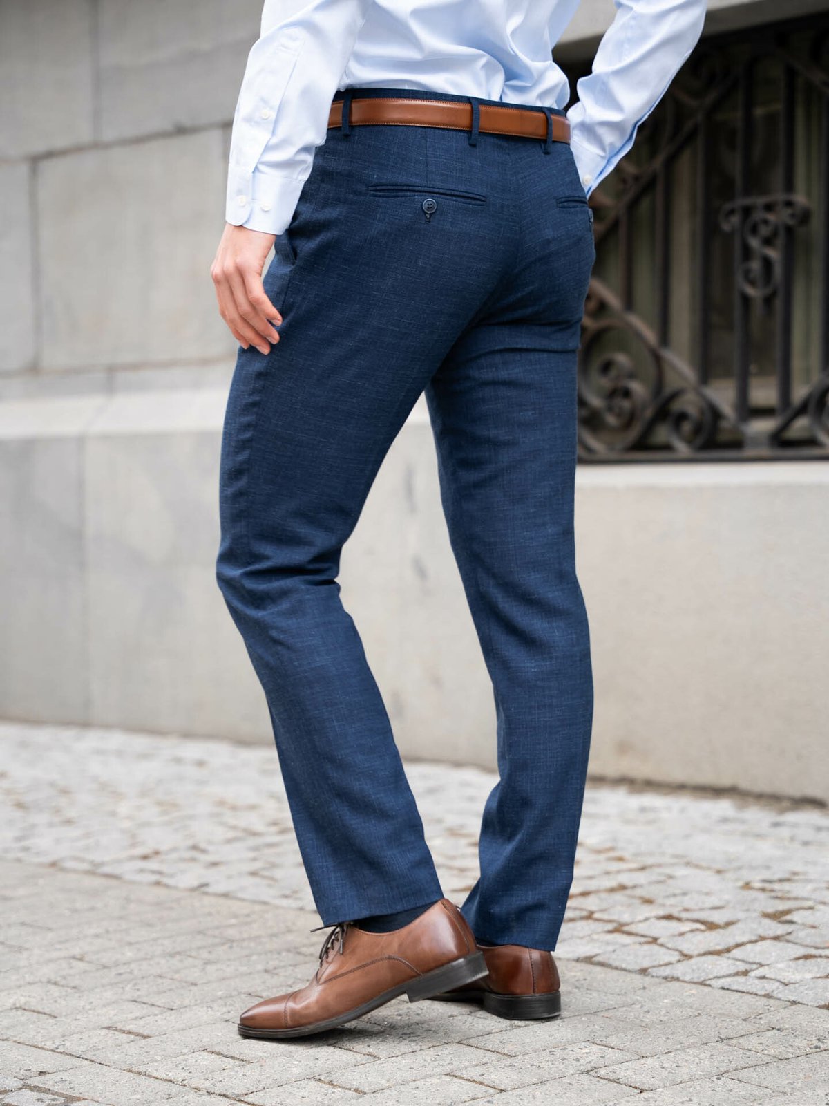 Selected Homme Slim-Oasis Linen Trousers Dark Navy