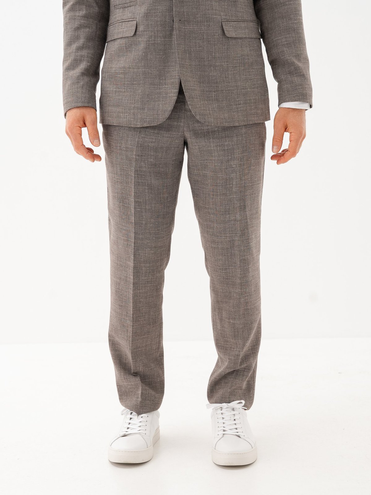 Selected Homme Slim-Oasis Linen Trousers Dark Sand Melange