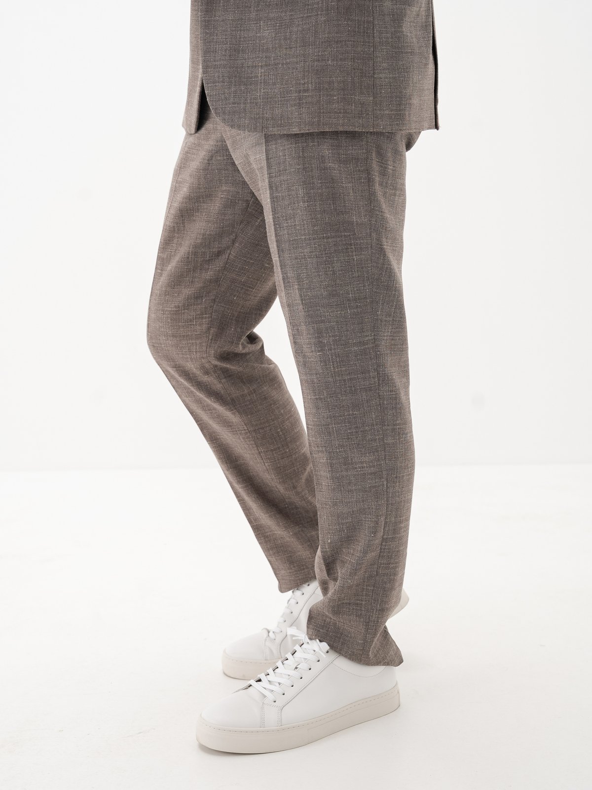 Selected Homme Slim-Oasis Linen Trousers Dark Sand Melange