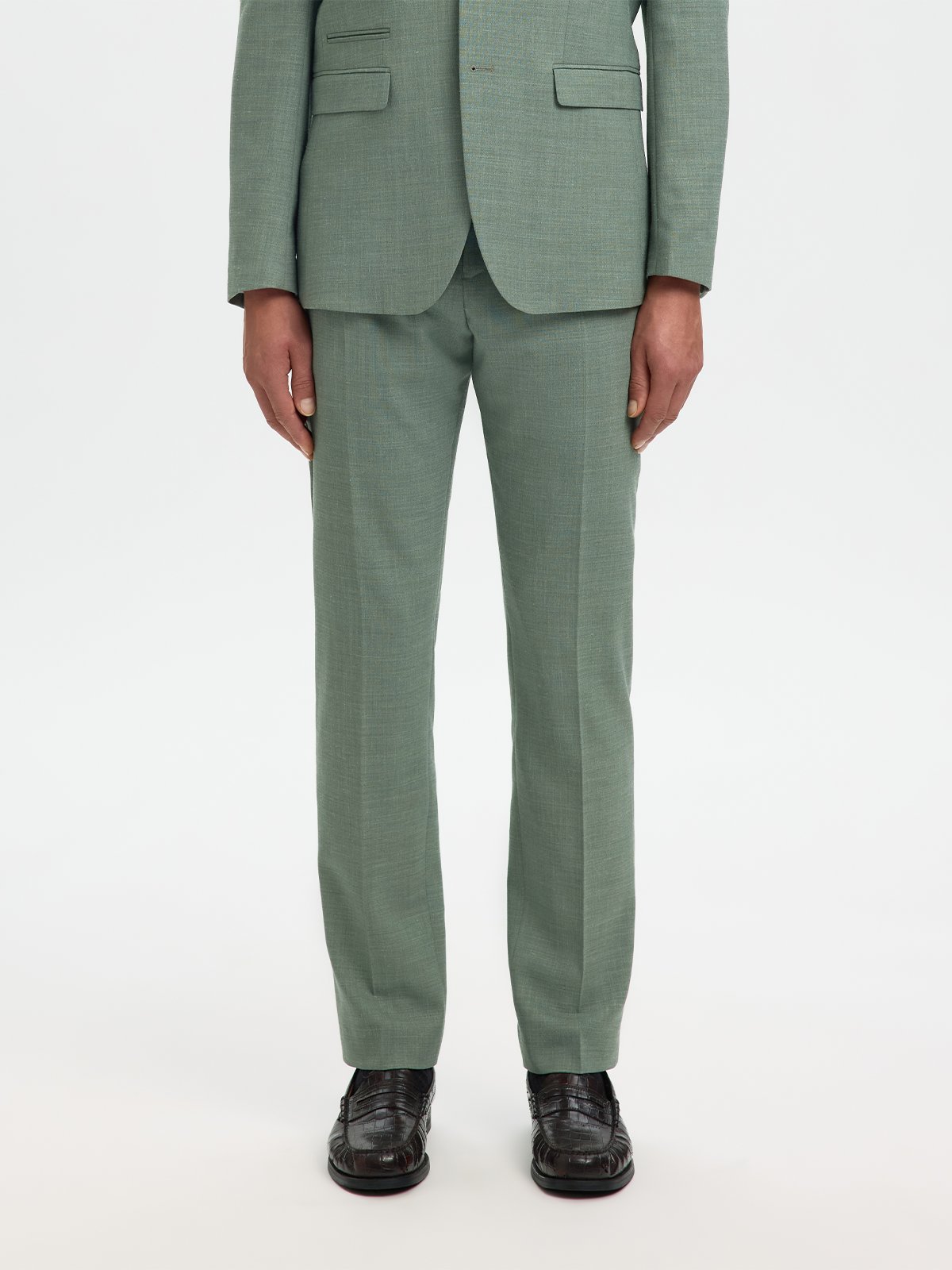 Selected Homme Slim-Oasis Linen Trousers Light Green Melange