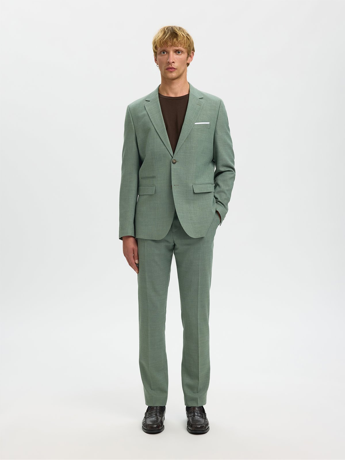 Selected Homme Slim-Oasis Linen Trousers Light Green Melange