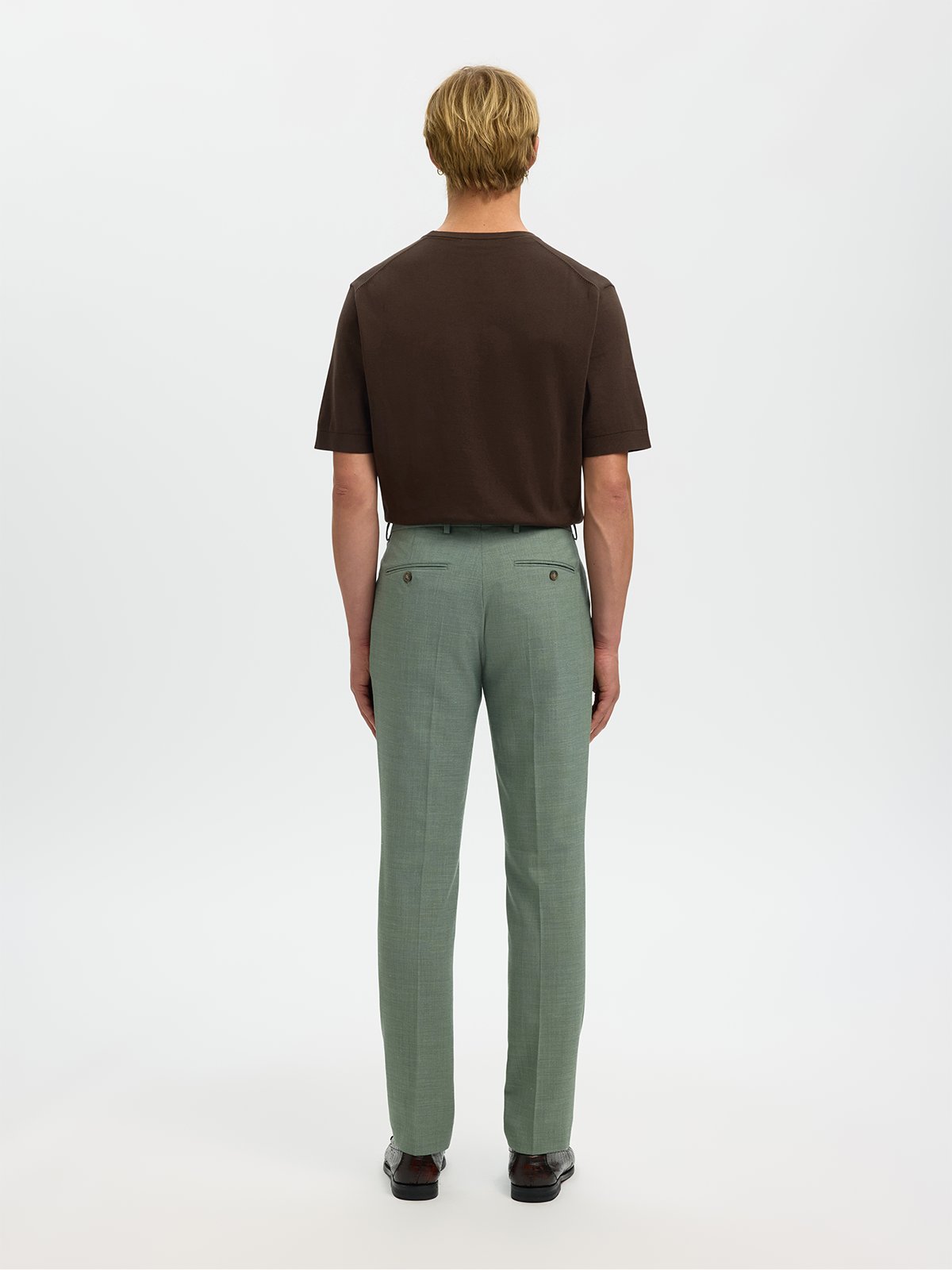 Selected Homme Slim-Oasis Linen Trousers Light Green Melange