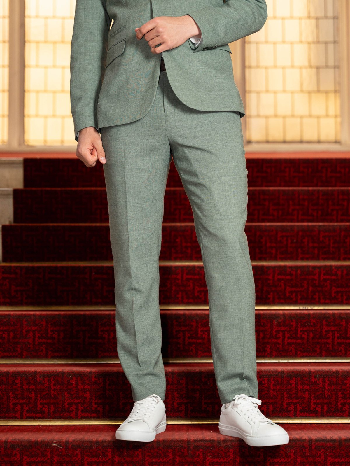 Selected Homme Slim-Oasis Linen Trousers Light Green Melange