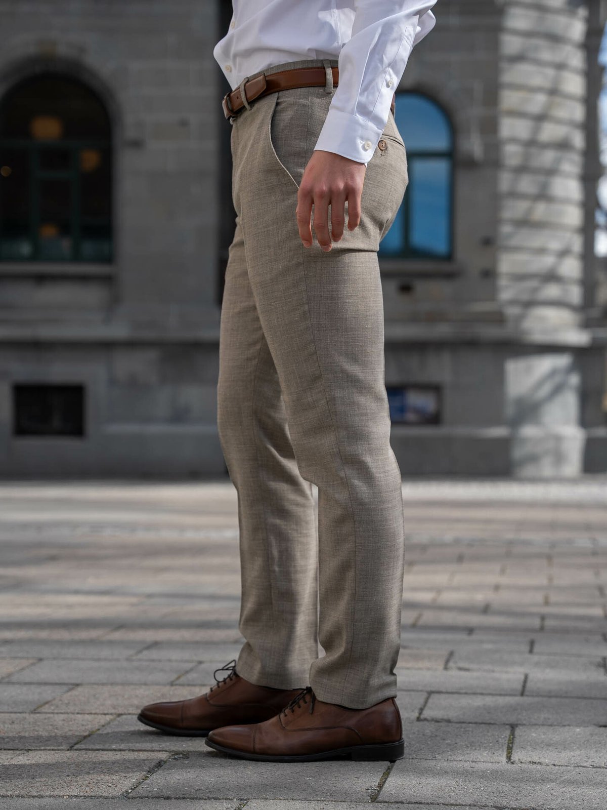 Selected Homme Slim-Oasis Linen Trousers Sand