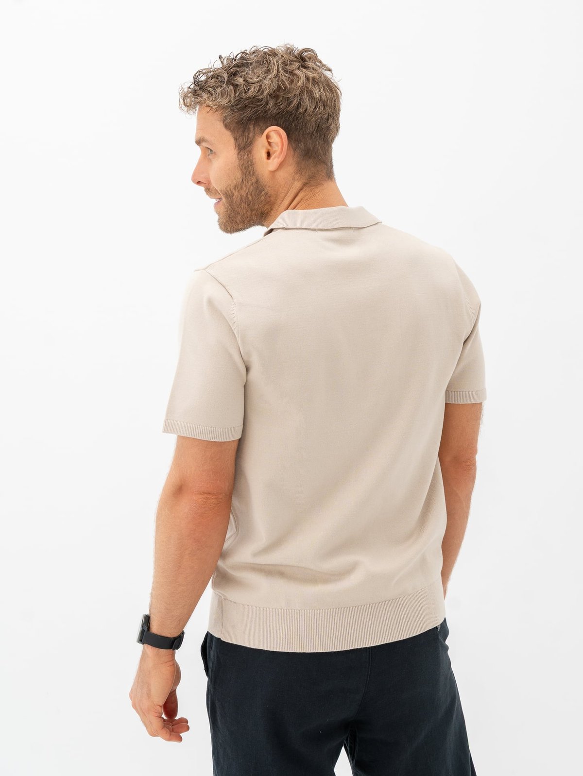 Selected Homme Teller Short Sleeve Knit Polo Oatmeal