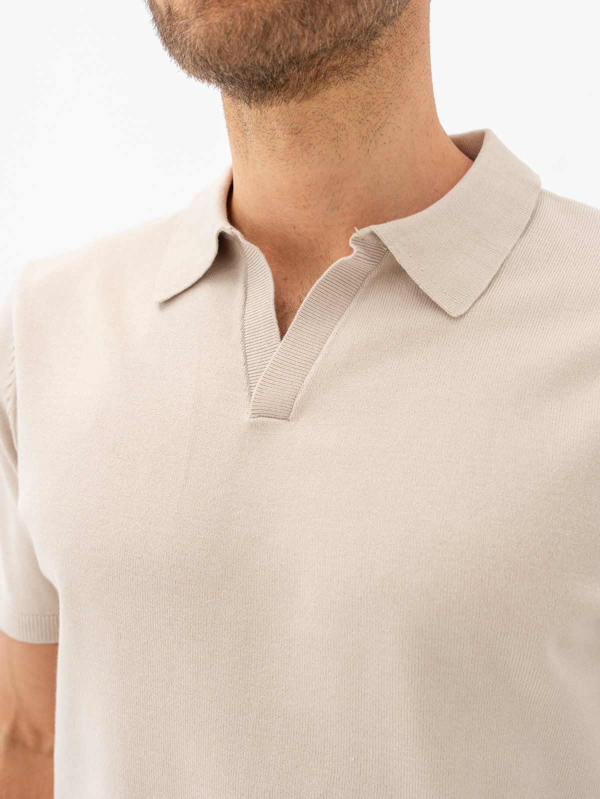 Selected Homme Teller Short Sleeve Knit Polo Oatmeal