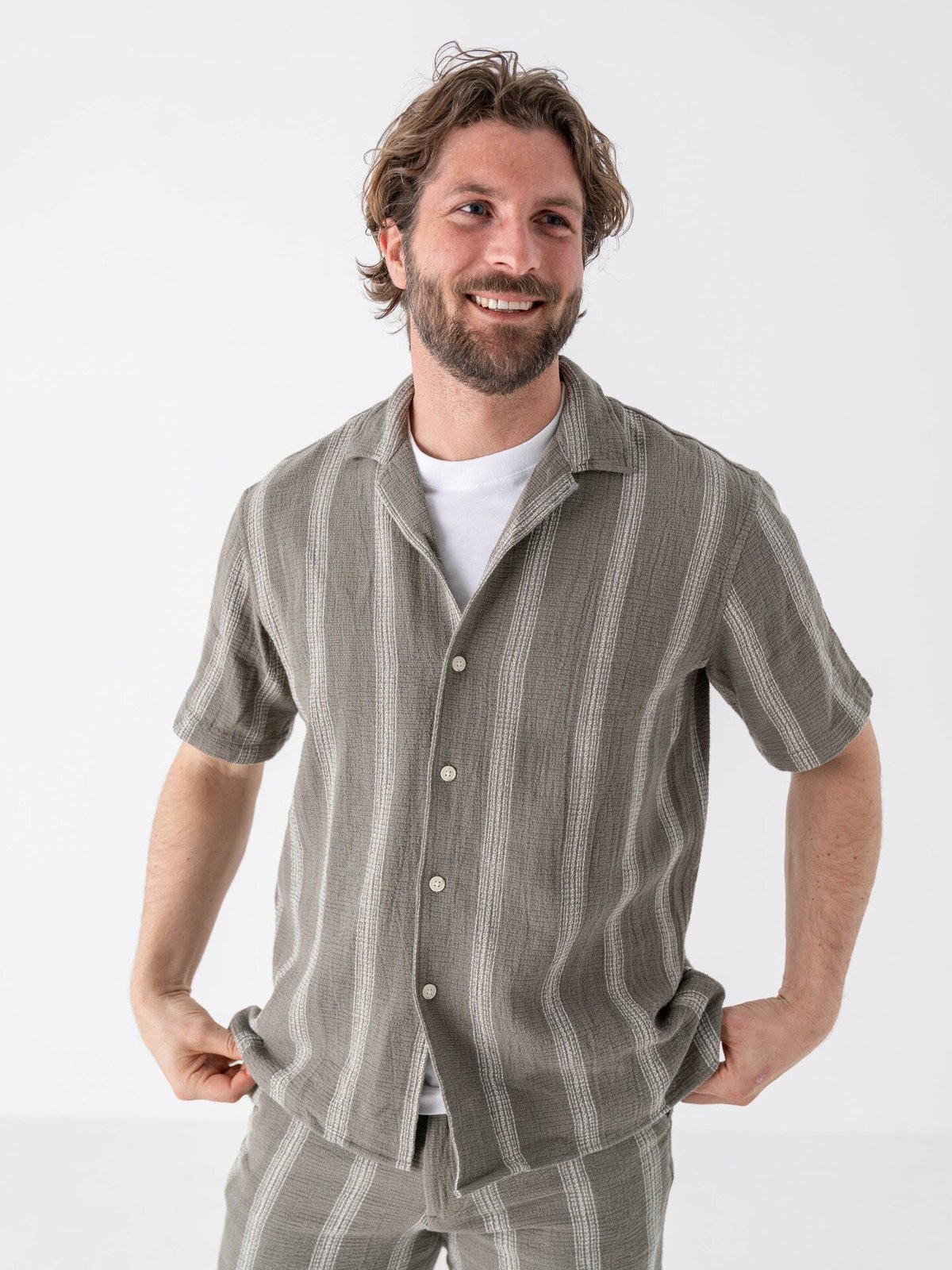 Selected Homme Relax-Sal Shirt Short Sleeve Resort Vetiver Melange