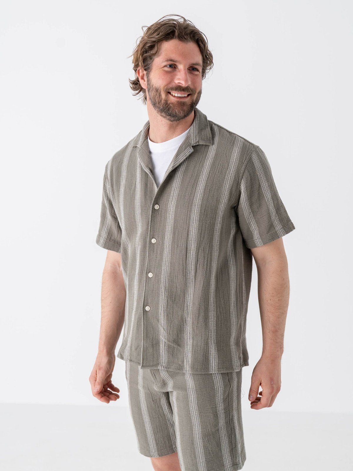 Selected Homme Relax-Sal Shirt Short Sleeve Resort Vetiver Melange