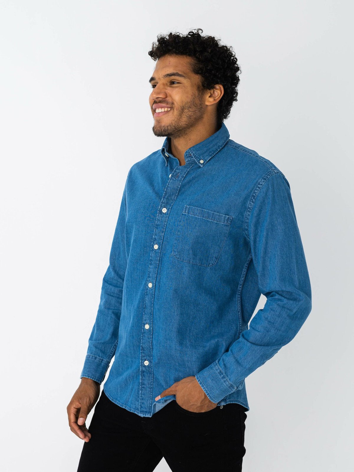 Selected Homme Selected Homme Reg Rick-Denim New Shirt Long Sleeve Medium Blue Denim