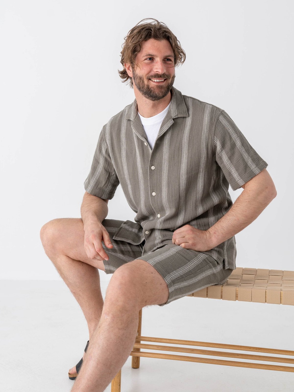 Selected Homme Reg Sal Shorts Vetiver Wide Stripes