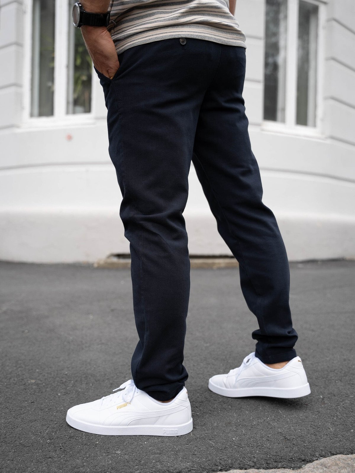 Selected Homme Slim Miles Structure Dyed Pant Dark Sapphire