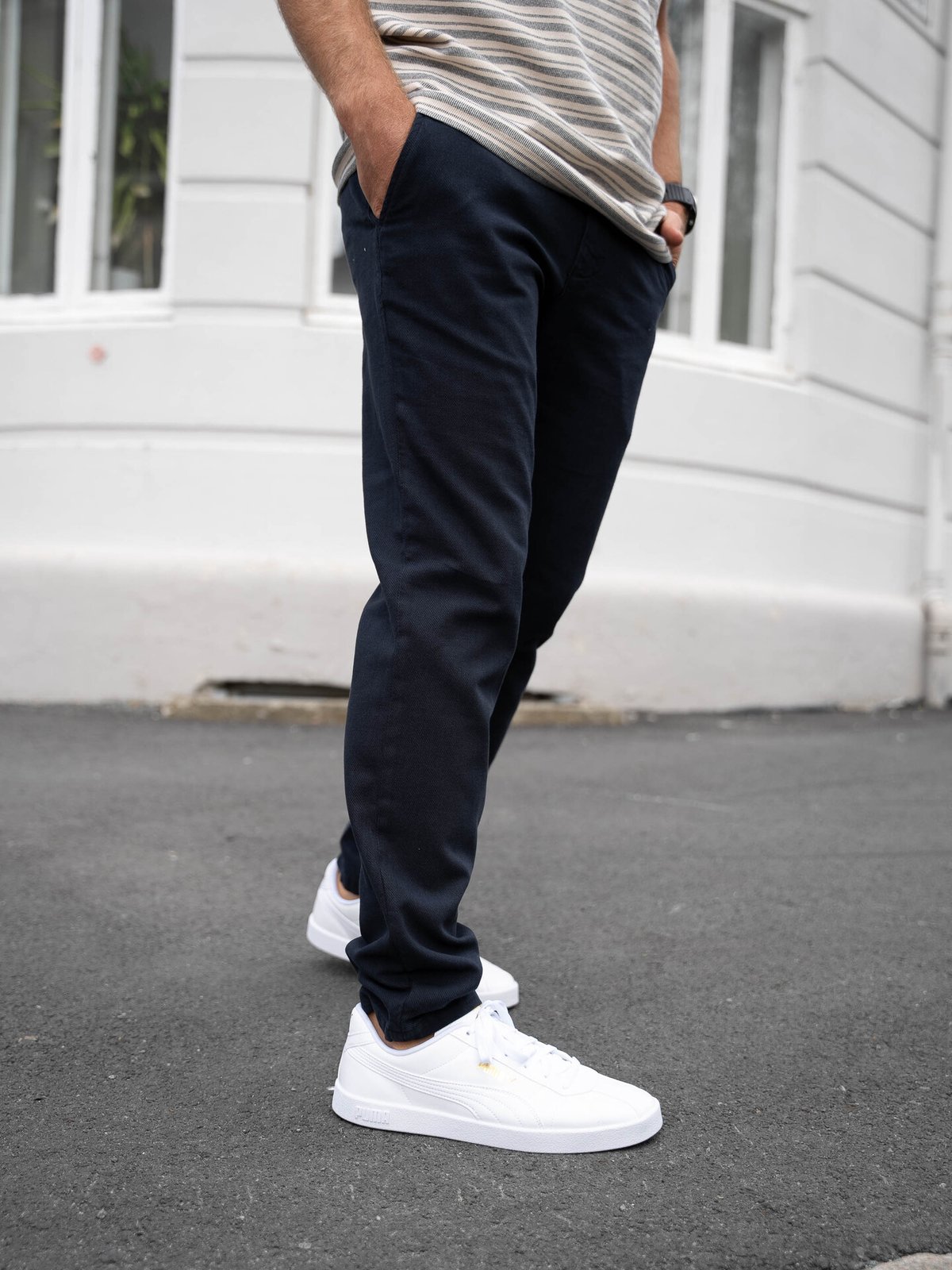 Selected Homme Slim Miles Structure Dyed Pant Dark Sapphire