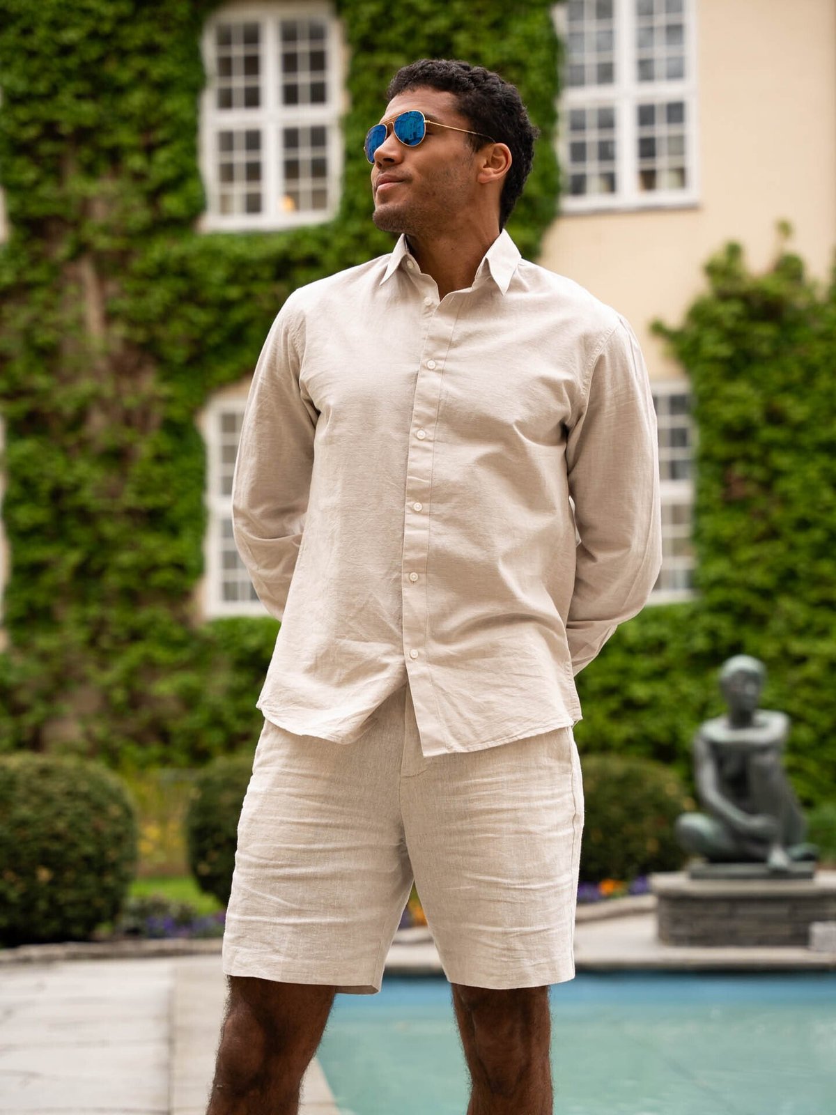 Selected Homme Reg Mads Linen Shorts Pure Cashmere