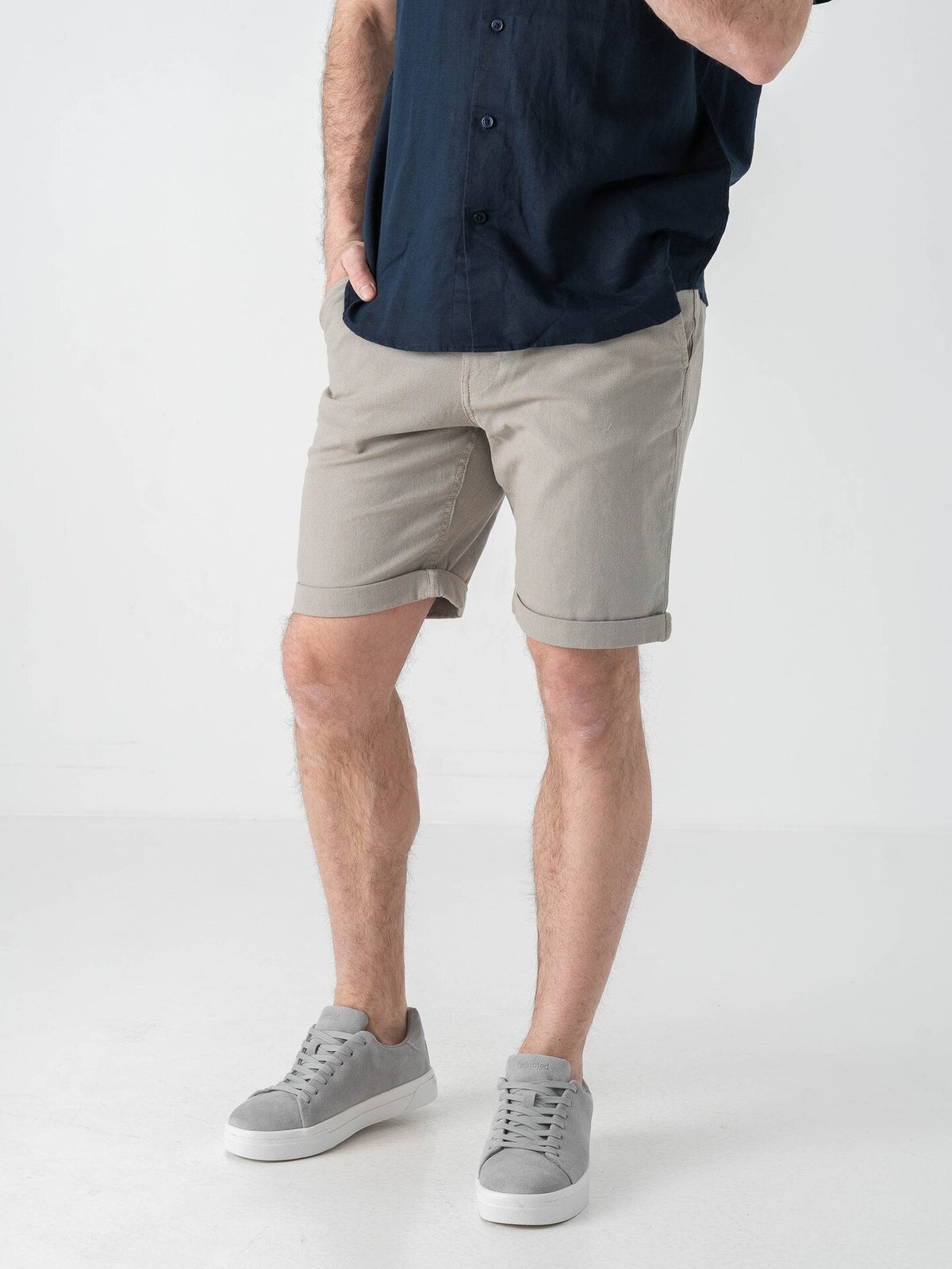 Selected Homme Slim Luton Flex Shorts Vetiver W. Oatmeal