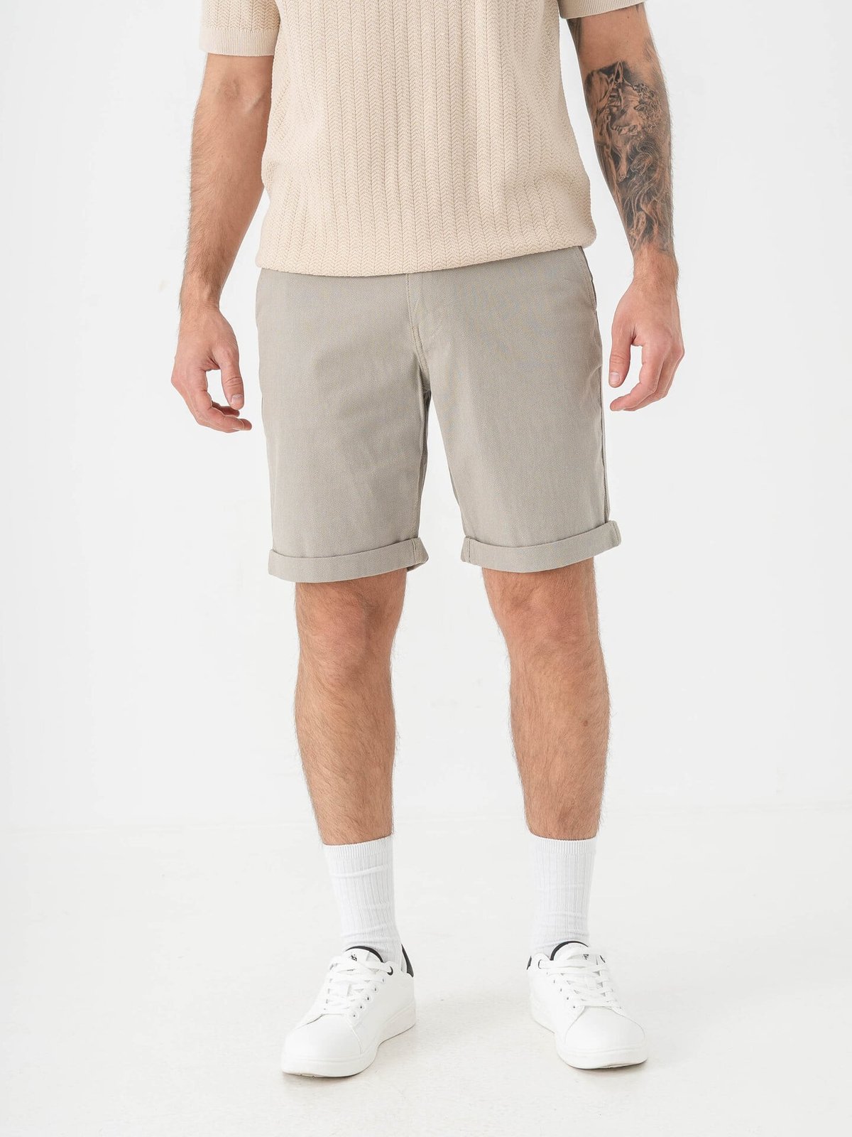 Selected Homme Slim Luton Flex Shorts Vetiver W. Oatmeal