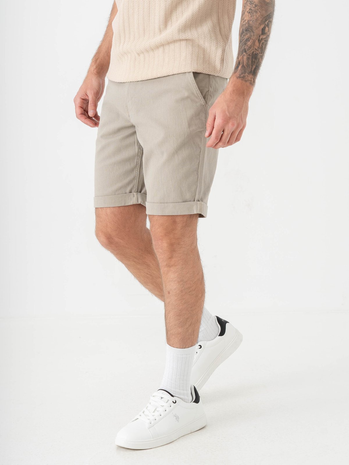 Selected Homme Slim Luton Flex Shorts Vetiver W. Oatmeal