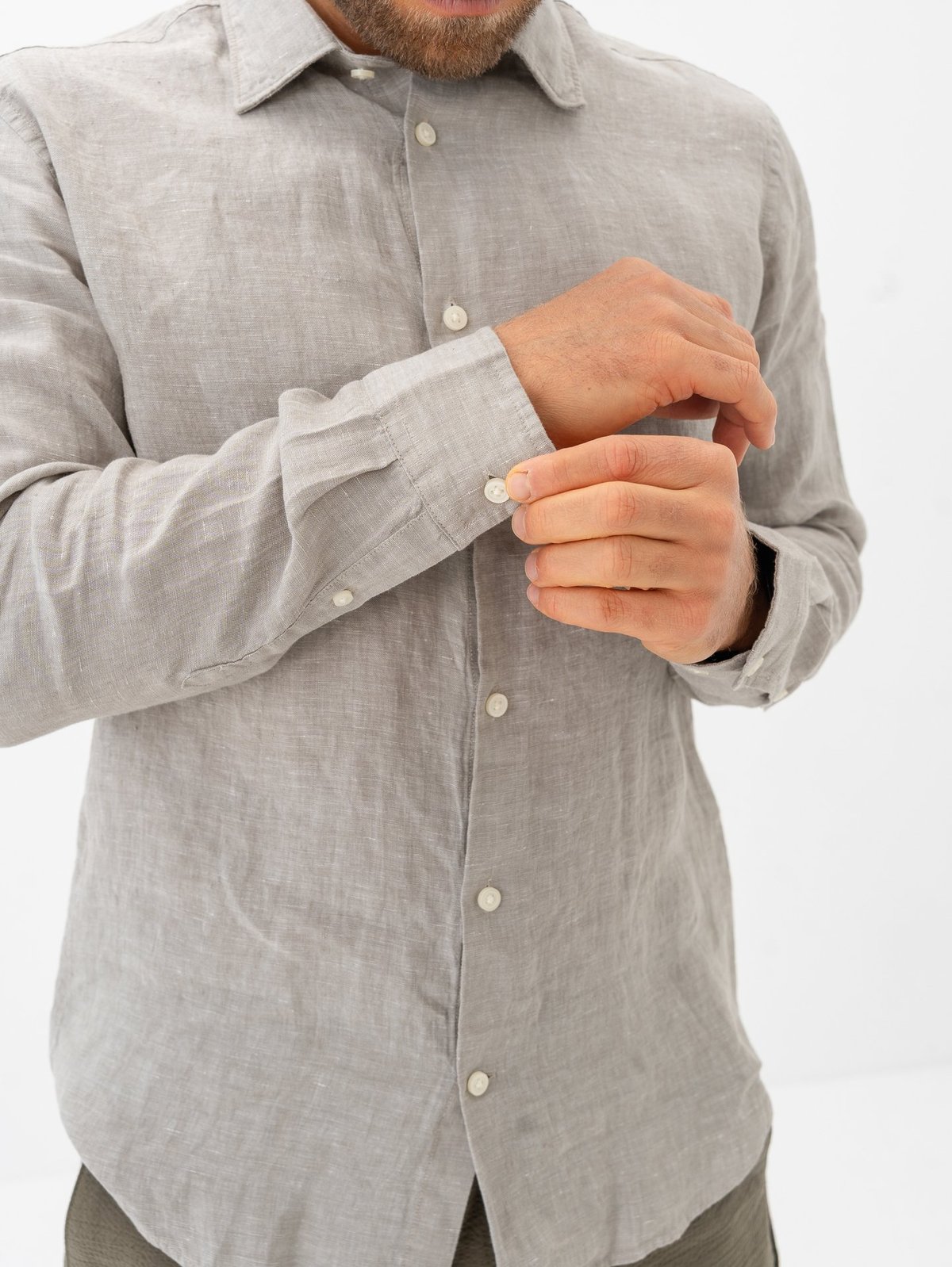 Selected Homme Reg Kylian Linen Shirt Long Sleeve Classic Vetiver