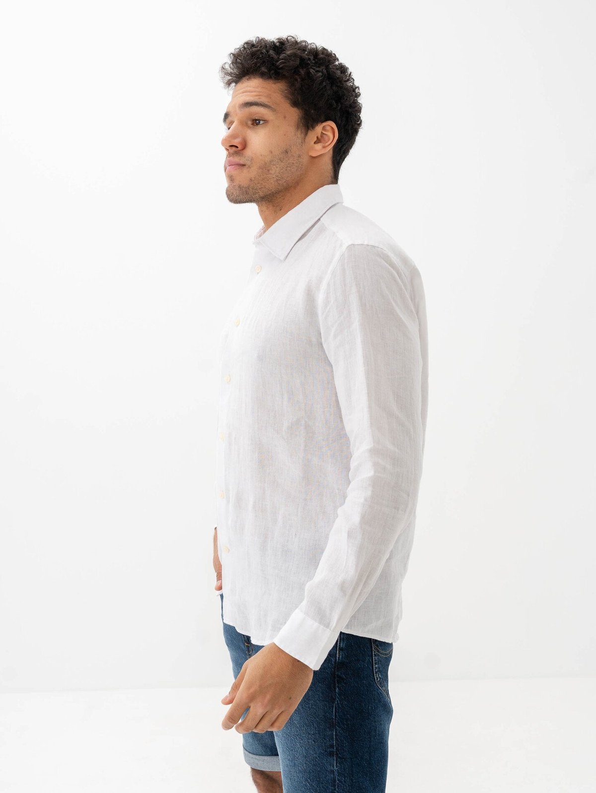 Selected Homme Reg Kylian Linen Shirt Long Sleeve Classic White