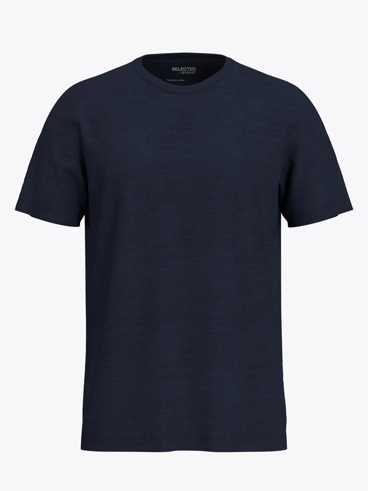 Selected Homme Aspen Slub Short Sleeve O-Neck Tee Navy Blazer