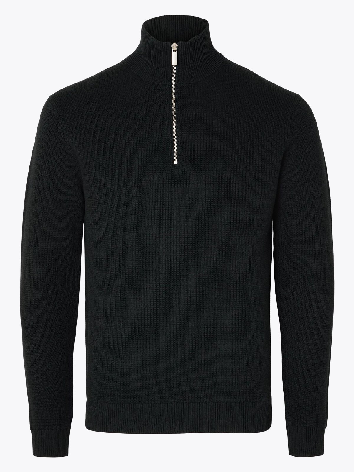 Selected Homme Dane Long Sleeve Knit Structure Half Zip Black