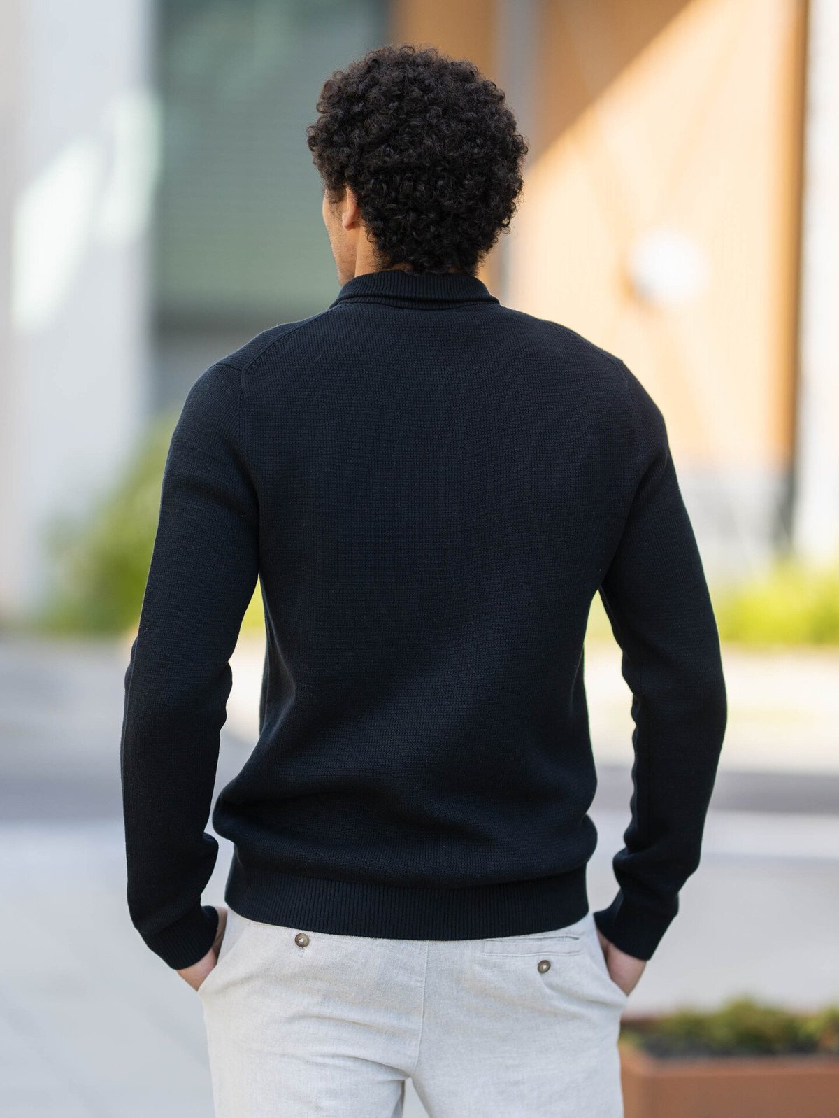 Selected Homme Dane Long Sleeve Knit Structure Half Zip Black